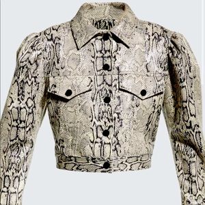 ALICE + OLIVIA
Lana Puff-Sleeve Vegan-Leather Jacket